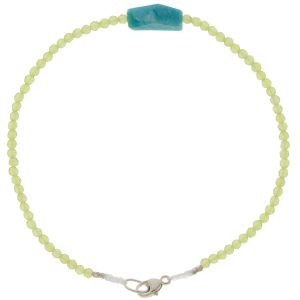 Margaret Solow: Bracelet, SS Clasp, Peridot & Peruvian Opal - Light Blue