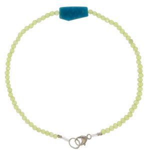 Margaret Solow: Bracelet, SS Clasp, Peridot & Peruvian Opal - Dark Blue