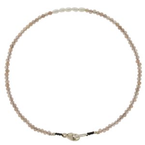 Margaret Solow: Bracelet, SS Clasp, Chocolate Moonstone & Pearl - 5 Pearls