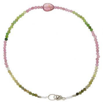 Margaret Solow: Bracelet, SS Clasp, Tourmaline w/ Pink Center Stone