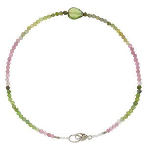 Margaret Solow: Bracelet, SS Clasp, Tourmaline w/ Green Center Stone