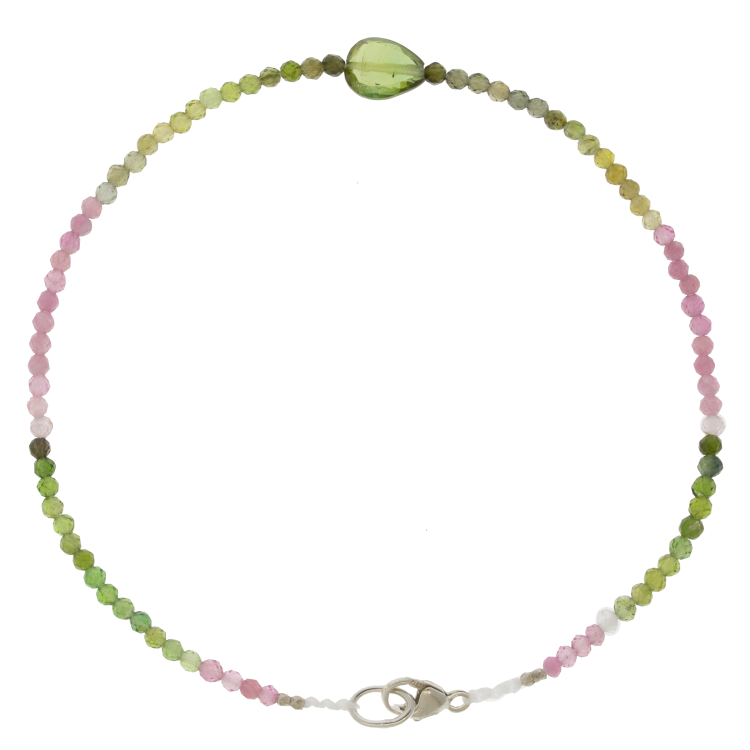 Margaret Solow: Bracelet, SS Clasp, Tourmaline w/ Green Center Stone