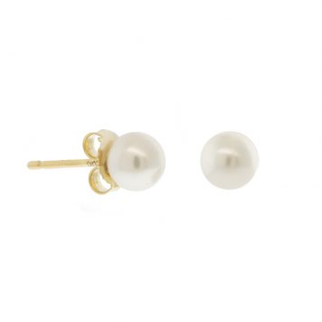 Mizuki: Earrings, Medium Akoya Pearl stud, 5mm, 14k