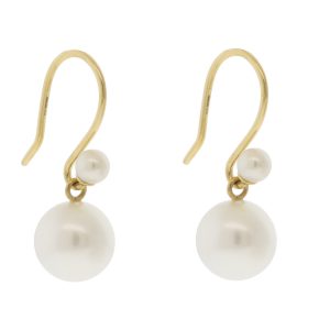 Mizuki:  Earrings, White Freshwater Pearl on 14k Earwire w/ Freshwater Drop