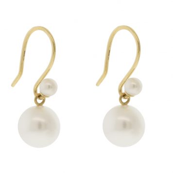 Mizuki:  Earrings, White Freshwater Pearl on 14k Earwire w/ Freshwater Drop