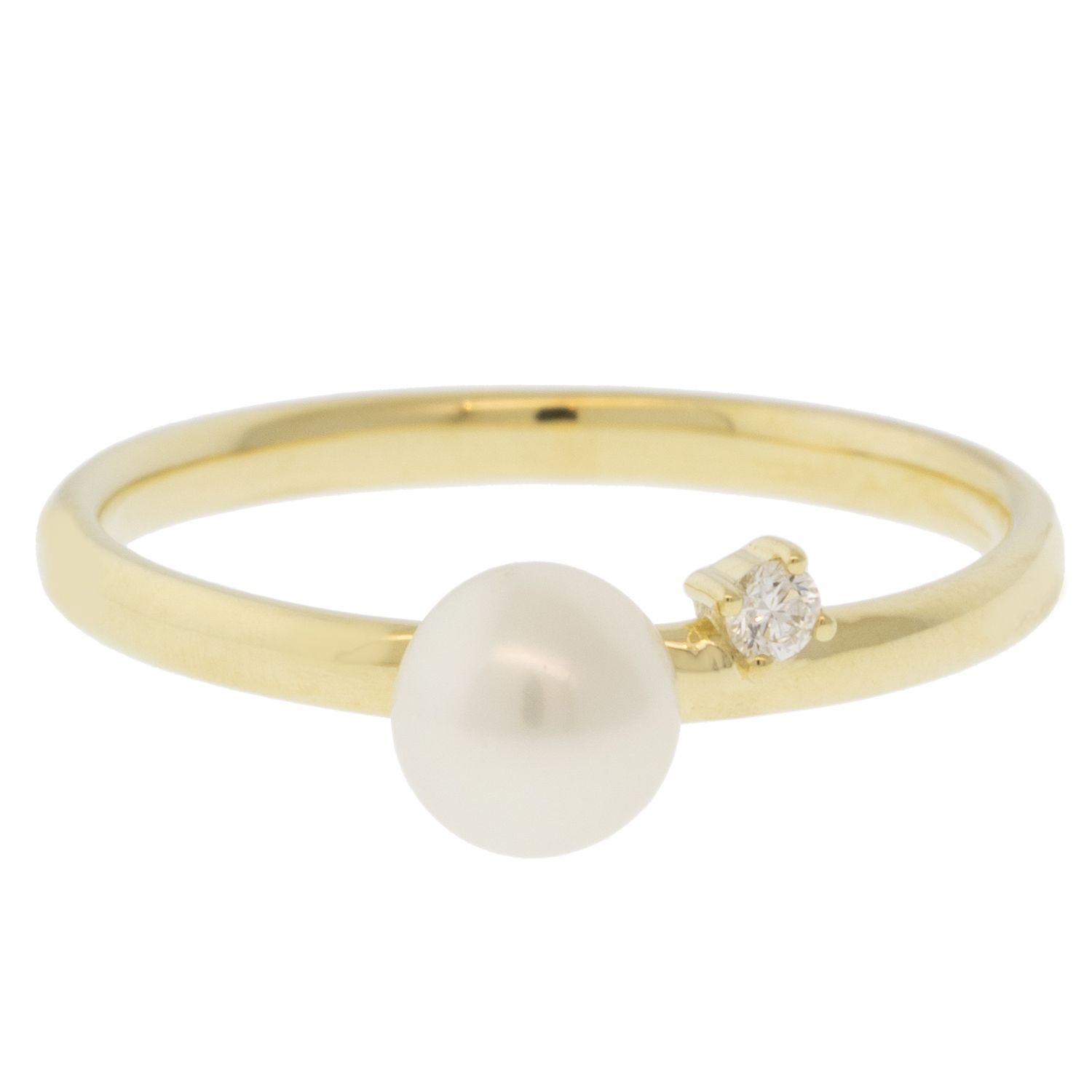 Mizuki: Ring, Freshwater Pearl and Diamond, .03ct, Size 6.5