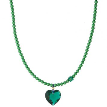 Abacus Row:Big Heart Necklace,Emerald