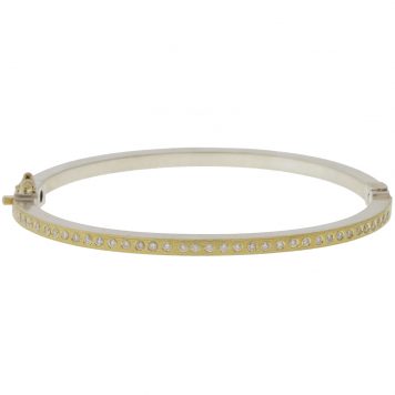 Rene Escobar: Bracelet, Bangle, ADAM, Diamonds all around, .70TCW straight across 18K yg  front and  sterling silver back, 2.5MM