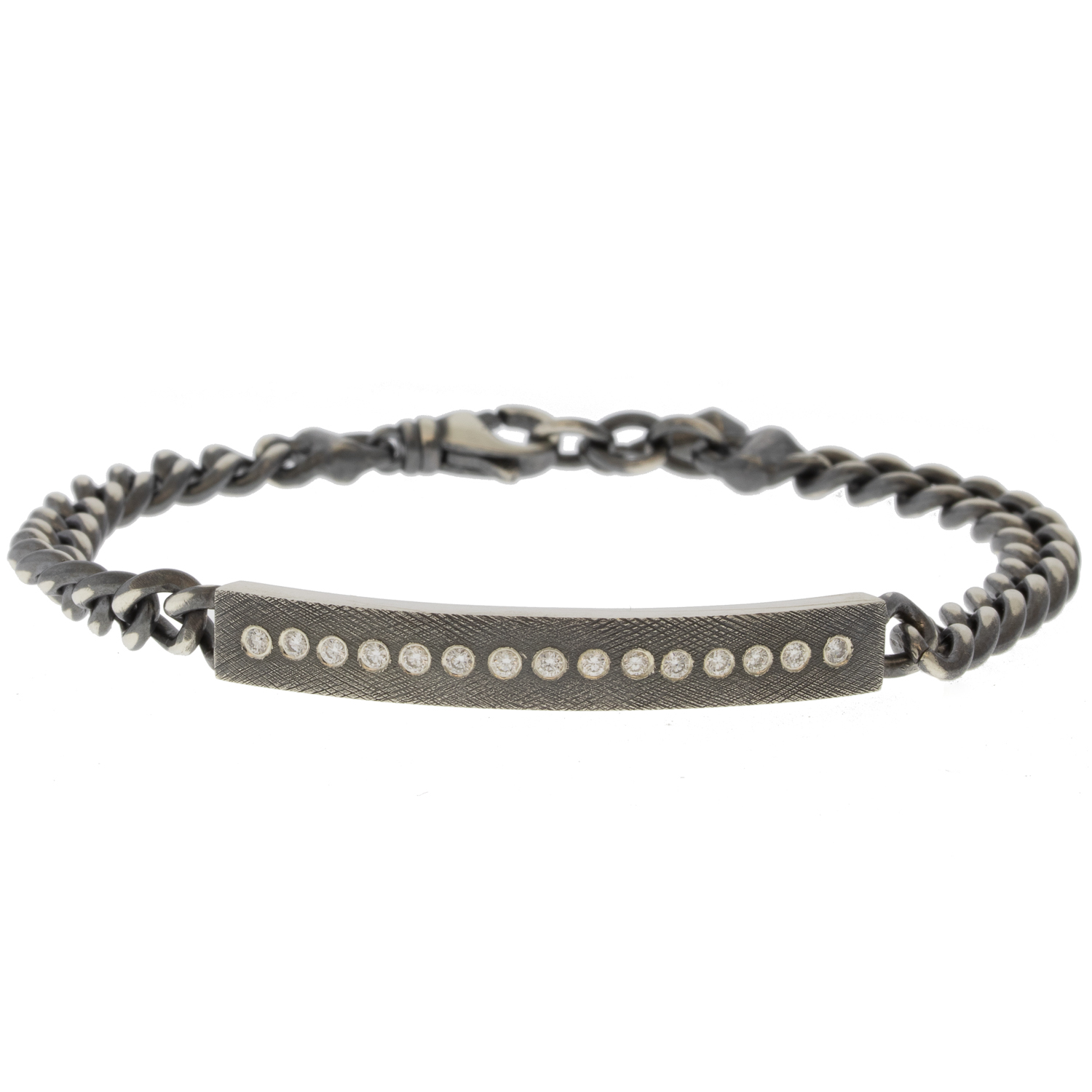 Rene Escobar: Bracelet,ID style Link , DIANA, Silver ,0.40ct diamonds,Size medium.