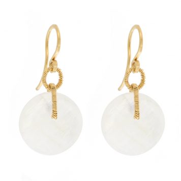 Dana Kellin Fine: Earrings, Round Rainbow Moonstones, 14k
