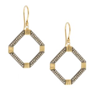 Dana Kellin Fine: Earrings, SS Squares w/ 14k details/earwire & diamonds
