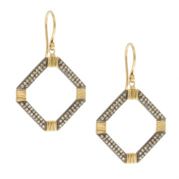 Dana Kellin Fine: Earrings, SS Squares w/ 14k details/earwire & diamonds