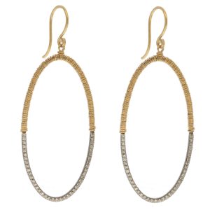 Dana Kellin Fine: Earrings, SS + 14k wire wrapped ovals w/ diamonds