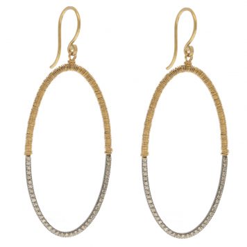 Dana Kellin Fine: Earrings, SS + 14k wire wrapped ovals w/ diamonds
