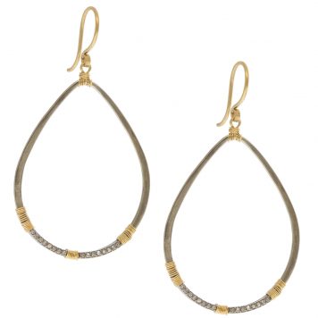 Dana Kellin Fine: Earrings, SS Teardrop w/ 14k wire wrapping & diamonds