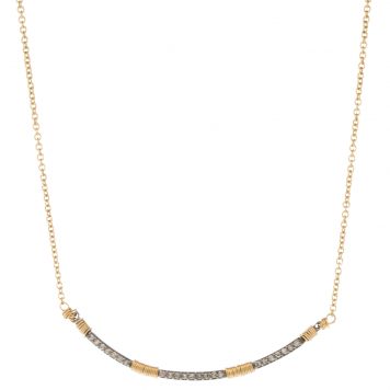 Dana Kellin Fine: Necklace, 14k Curved Bar w/ SS & diamonds