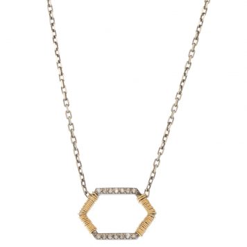 Dana Kellin Fine: Necklace, Hexagon Pendant, SS w/ 14k details, & diamonds