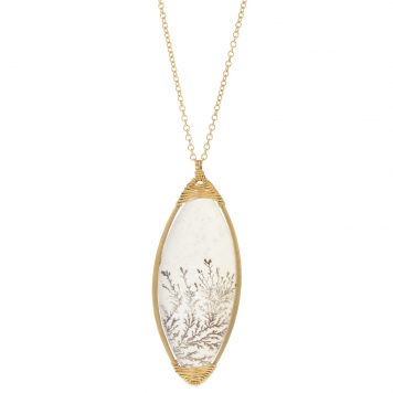 Dana Kellin Fine: Necklace, Marquise Dendritic Agate w/ wire wrapping, 14k