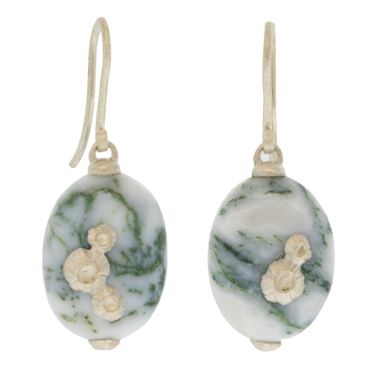 Hannah Blount: Moss of Eire Opal Ruthie B. Earrings w/ Barnacles, Large, SS