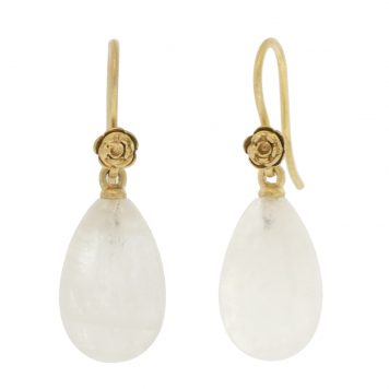 Hannah Blount: Lunar Glow Moonstone Garden Earrings - 14k YG, 1 3/16 x 3/8