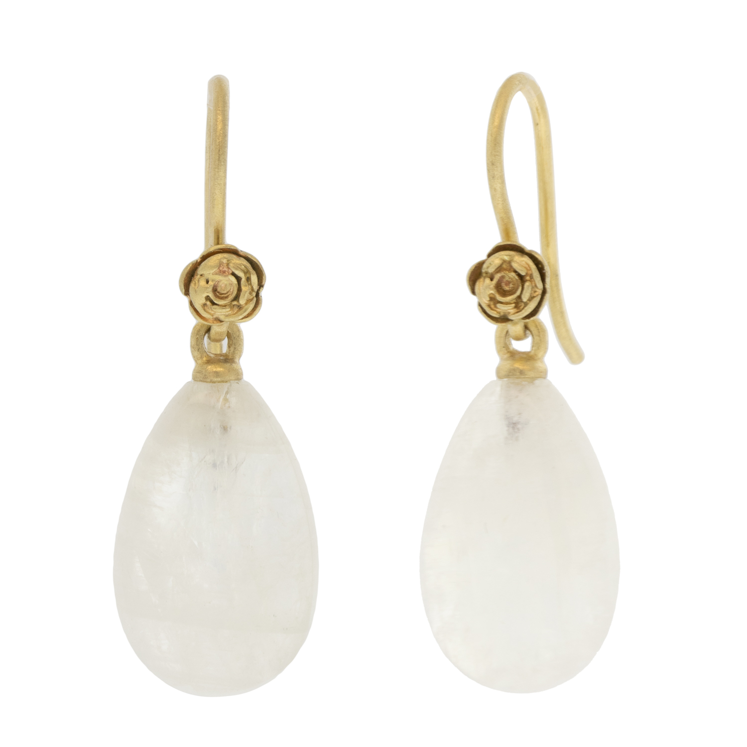 Hannah Blount: Lunar Glow Moonstone Garden Earrings - 14k YG, 1 3/16 x 3/8