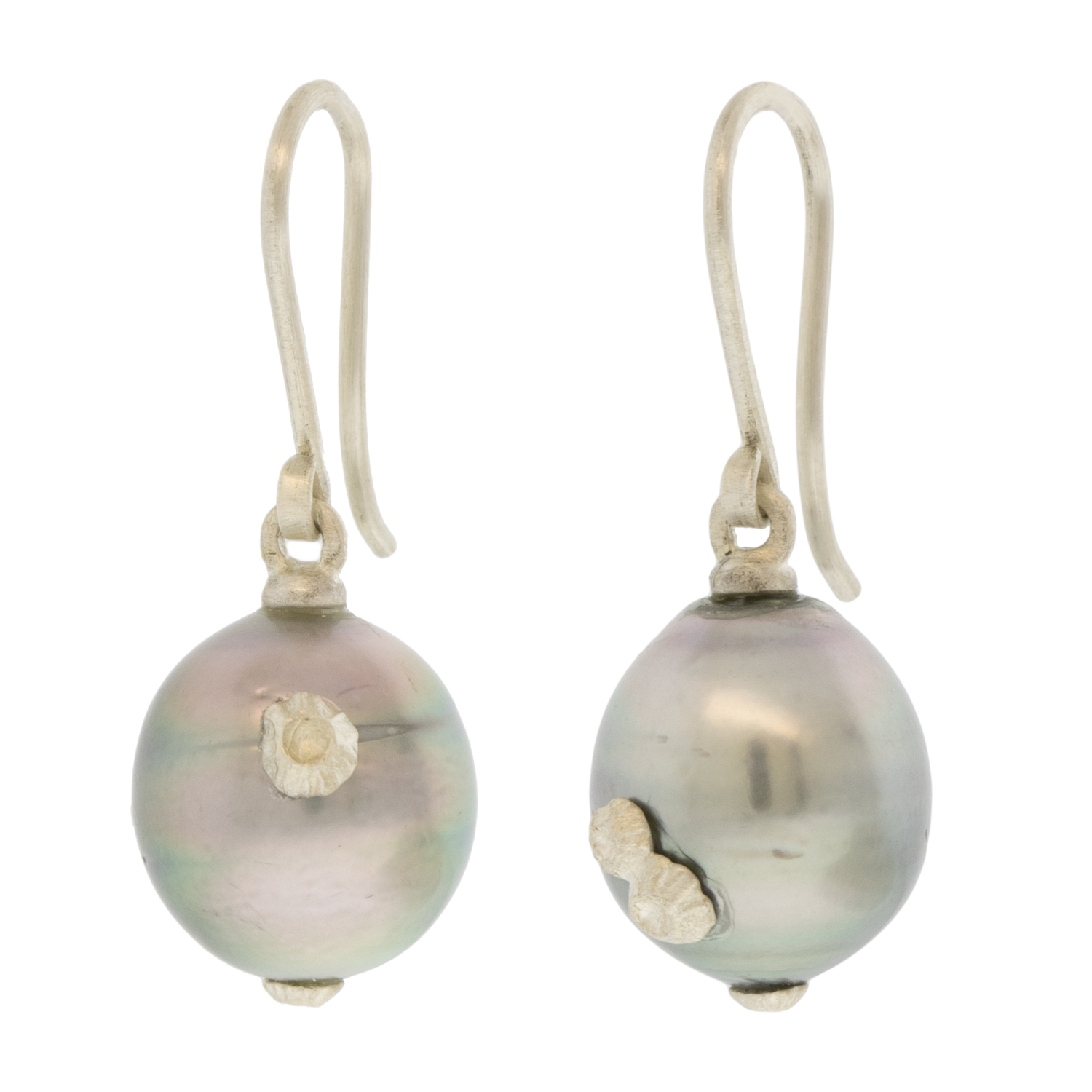 Hannah Blount: Earrings, Aurora Ruthie B. Tahitian Pearl Ruthie B. Earrings Bright Silver