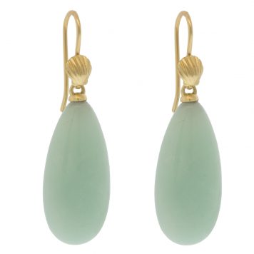 Hannah Blount: Drift Amazonite Scallop Shell Ruthie B. Earrings, 14k YG