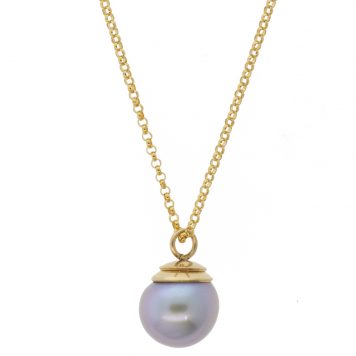 Lulu: Cleo Necklace, Grey Pearl