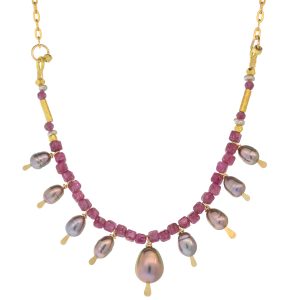 Lulu Designs: Arielle Necklace, Dark Pearl & Ruby