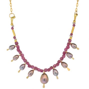 Lulu Designs: Arielle Necklace, Dark Pearl & Ruby