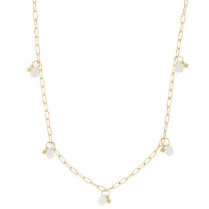 LuLu: Dew Drop Necklace, Moonstone, Measures 16" w/ 2" extender