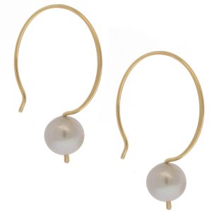 Lulu: Cleo Earrings, Grey Pearl