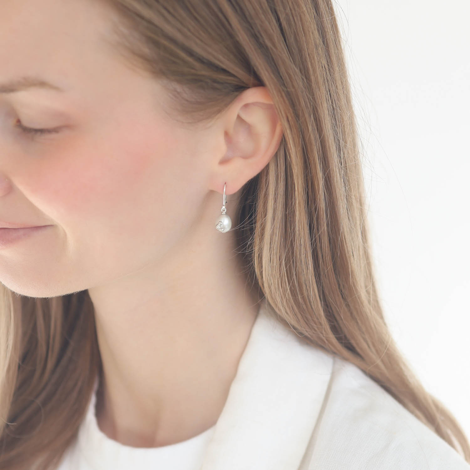 Hannah Blount: Moonshine Baroque Pearl Ruthie B. Earrings with Barnacles - SS