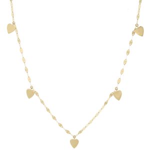 Lana:5 HANGING MINI HEART NECKLACE 16“ w/ JUMP RING AT 15” YELLOW GOLD