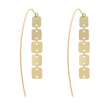 Lana:LASER SQUARE CHAIN DANGLE HOOKED ON HOOPS -1” DROP YG