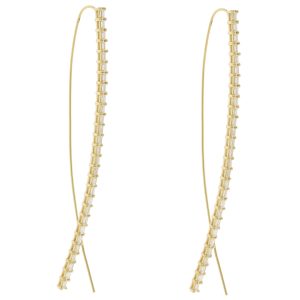 Lana:BAGUETTE NARROW UPSIDE DOWN HOOPS -2.6“ DROP (1.26ctw) YG