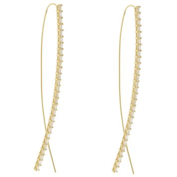 Lana:BAGUETTE NARROW UPSIDE DOWN HOOPS -2.6“ DROP (1.26ctw) YG