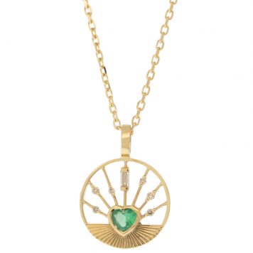 Celine Daoust: Necklace, Heart Shaped Emerald, 14k YG, w/ Diamonds