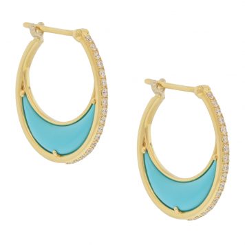 L'atelier Nawbar:Bloop Earrings Size 3,Handmade 18K gold earrings inlaid with turquoise stones encrusted in 0.2 ct of round white diamonds . Weight 2 gr