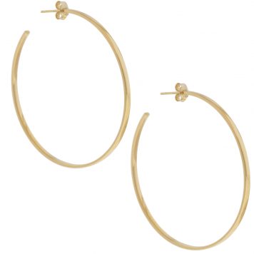 Maya Brenner:Sleek & Chic Medium hoops 14K,PAIR 45mm x 2mm