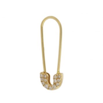 Maya Brenner:Pave diamond baby safety pin earring-SINGLE