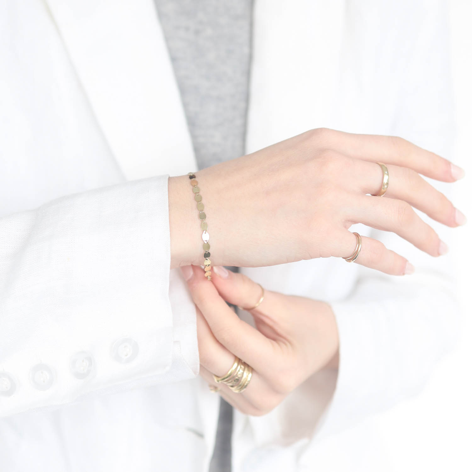 Lana:MEGA NUDE CHAIN BRACELET YELLOW GOLD 7"