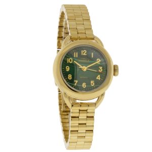 Shinola: Watch, Runabout 3H 25mm, Gold Bracelet, Malachite