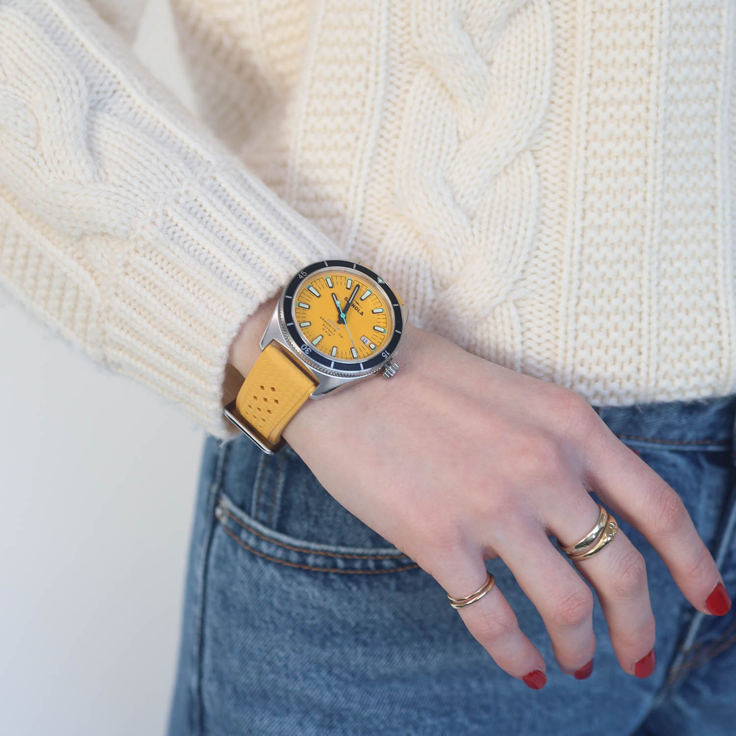 Shinola: Watch, Duck 3HD 40mm - Canary Rubber Strap