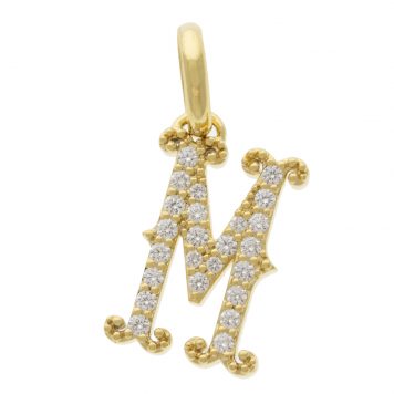 Mizuki:18k Yellow Charm Monogram letter dia(upto 0.3ct) M