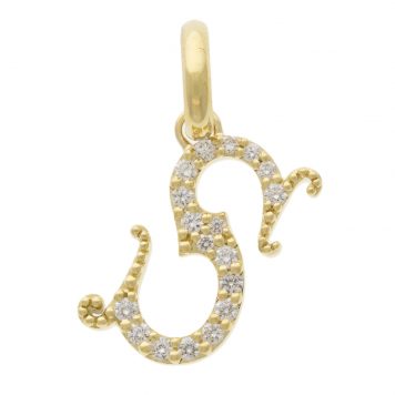Mizuki:18k Yellow Charm Monogram letter dia(upto 0.3ct) S