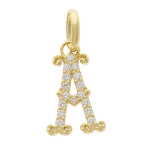 Mizuki:18k Yellow Charm Monogram letter dia(upto 0.3ct) A