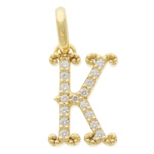 Mizuki:18k Yellow Charm Monogram letter dia(upto 0.3ct) K