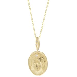 Robin Haley: Artifact Necklace, Blessed Woman, Gold/Diam Bail, 16-18" .03 tcw