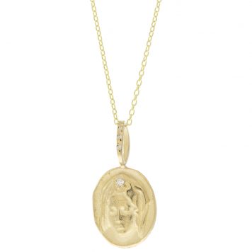 Robin Haley: Artifact Necklace, Blessed Woman, Gold/Diam Bail, 16-18" .03 tcw